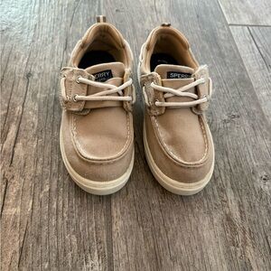 Sperry Beige/Tan Canvas Lace-Up Boat Shoes